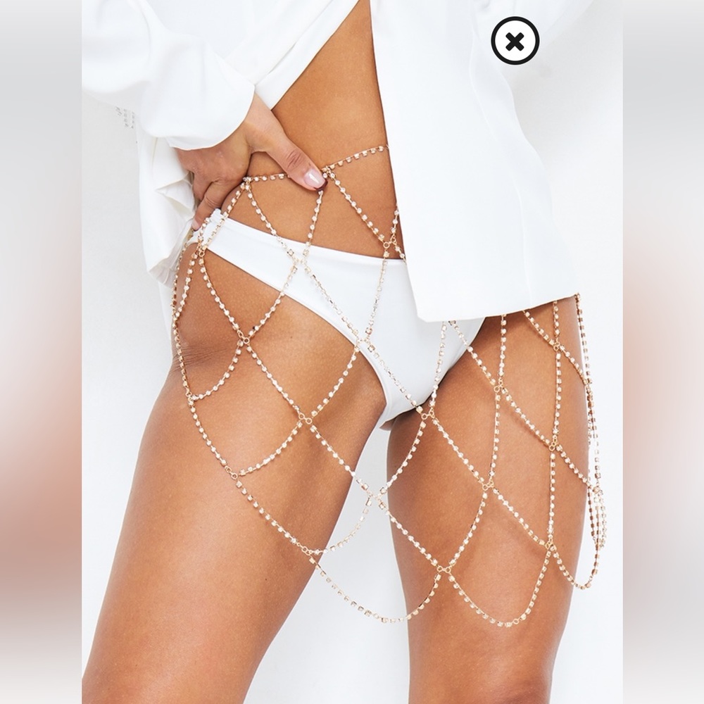 Pretty Little Thing Gold Diamanté Body Jewellery Skirt